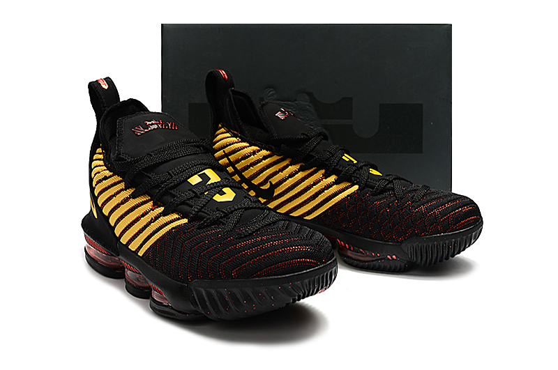 Men Nike Lebron 16 Black Yellow Red